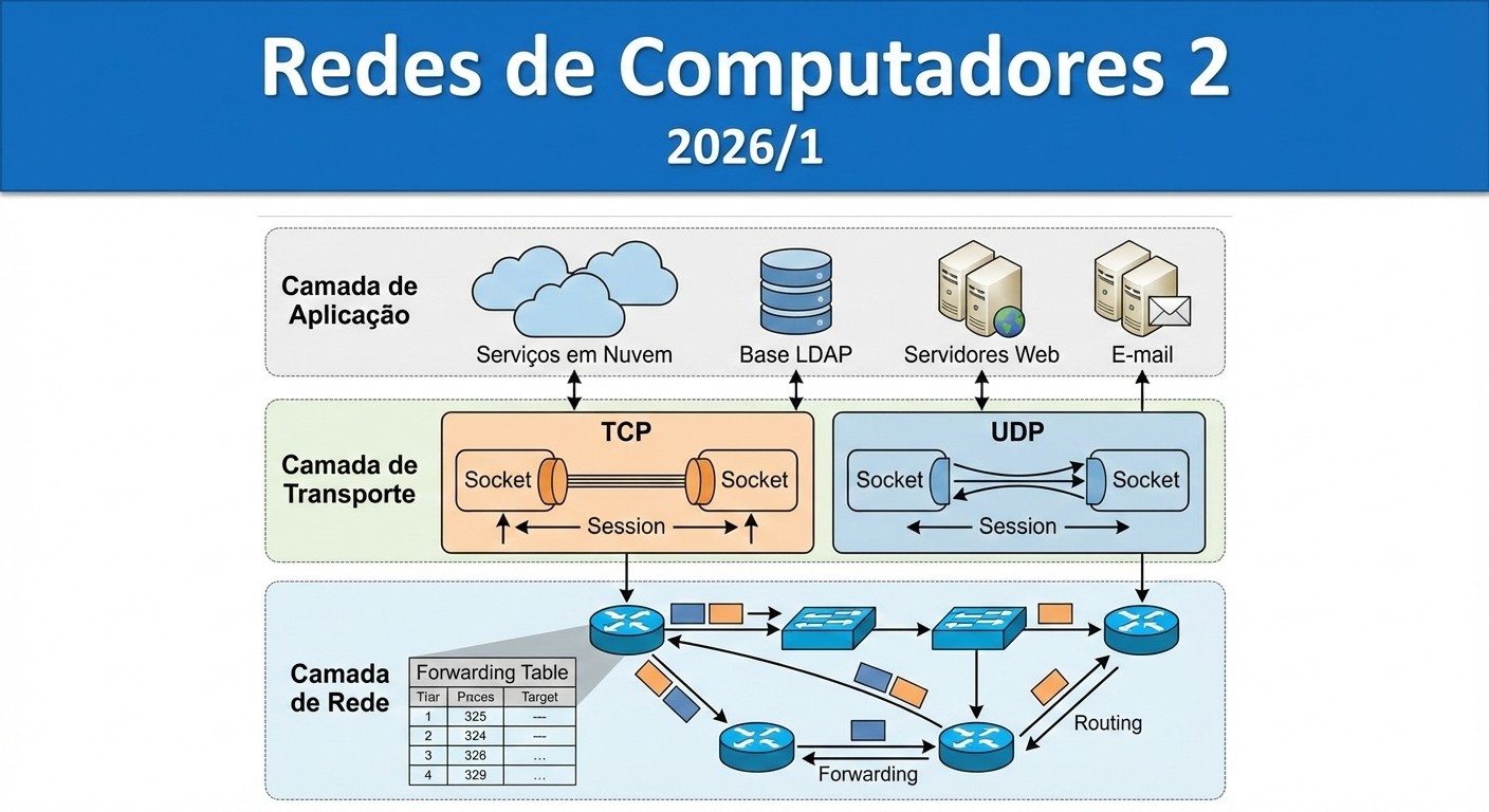 030019 - Redes de Computadores 2 - 2026/1:Bacharelado em Ciência da Computação, Bacharelado, 5º Período, Matriz 353, Turno Noturno (2026)